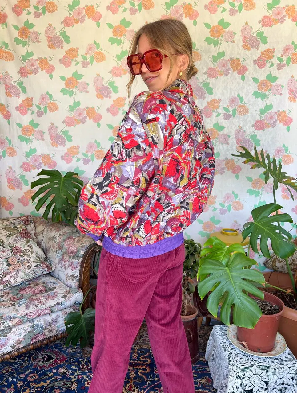 90's Quilted Printed Bomber