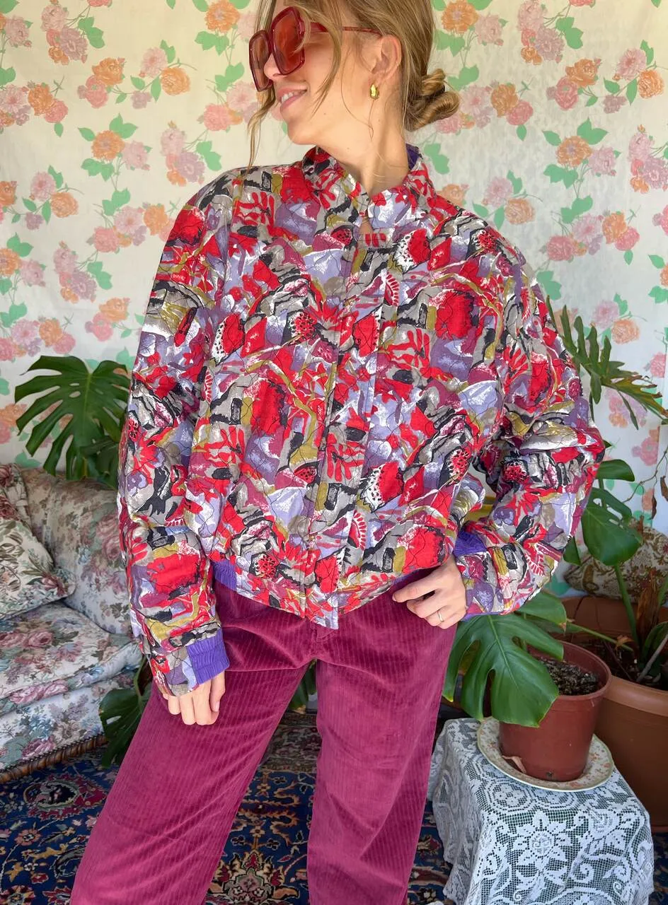 90's Quilted Printed Bomber