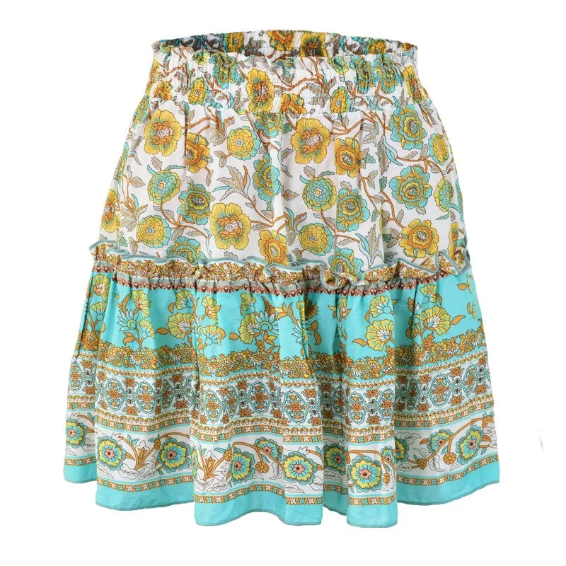 Ashore Shop New In Summer Floral Print Boho Beach Loose Short Skirt Women 2023