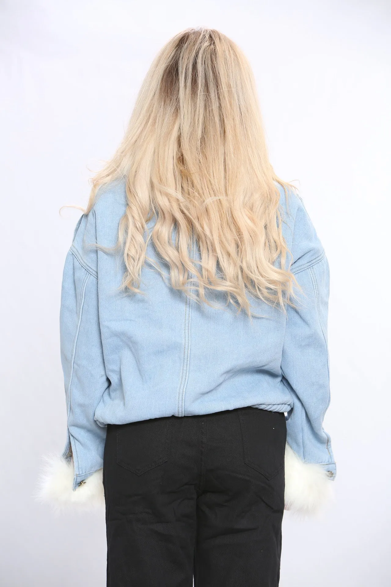 Blue Faux Fur Denim Jacket