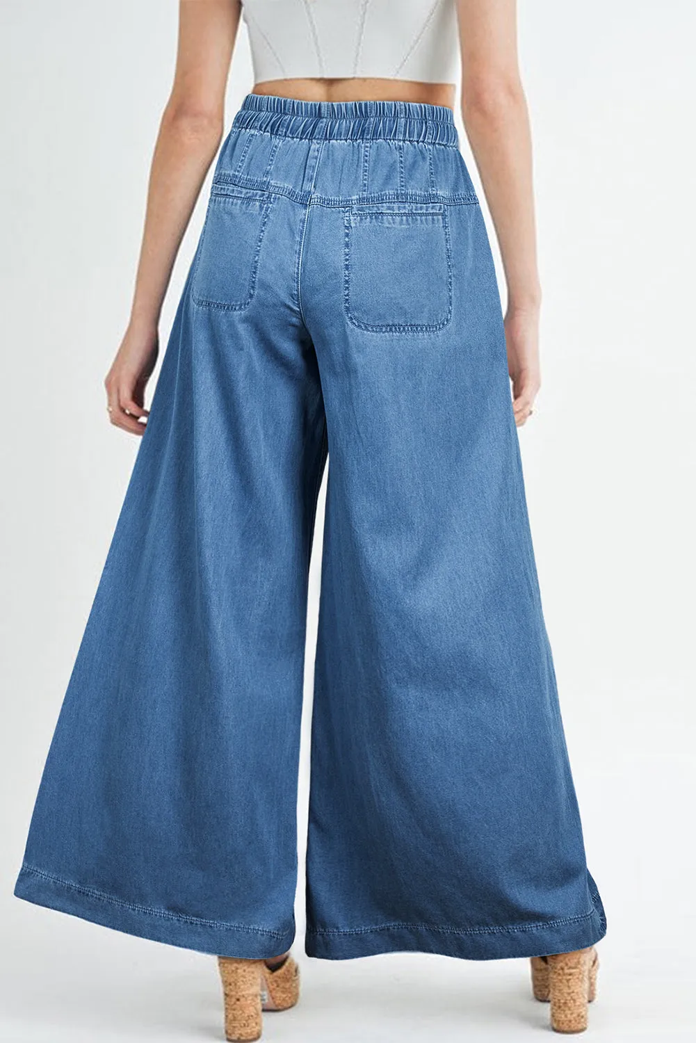 Blue Wide Leg Denim Pants