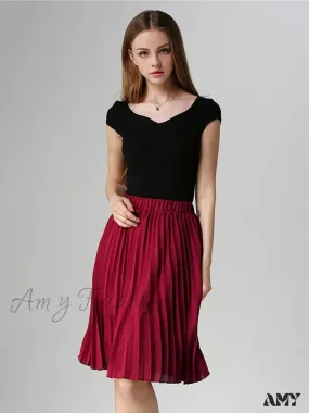 Chiffon Pleated Vintage High Waist Tutu Midi Rokken Summer Style Skirt