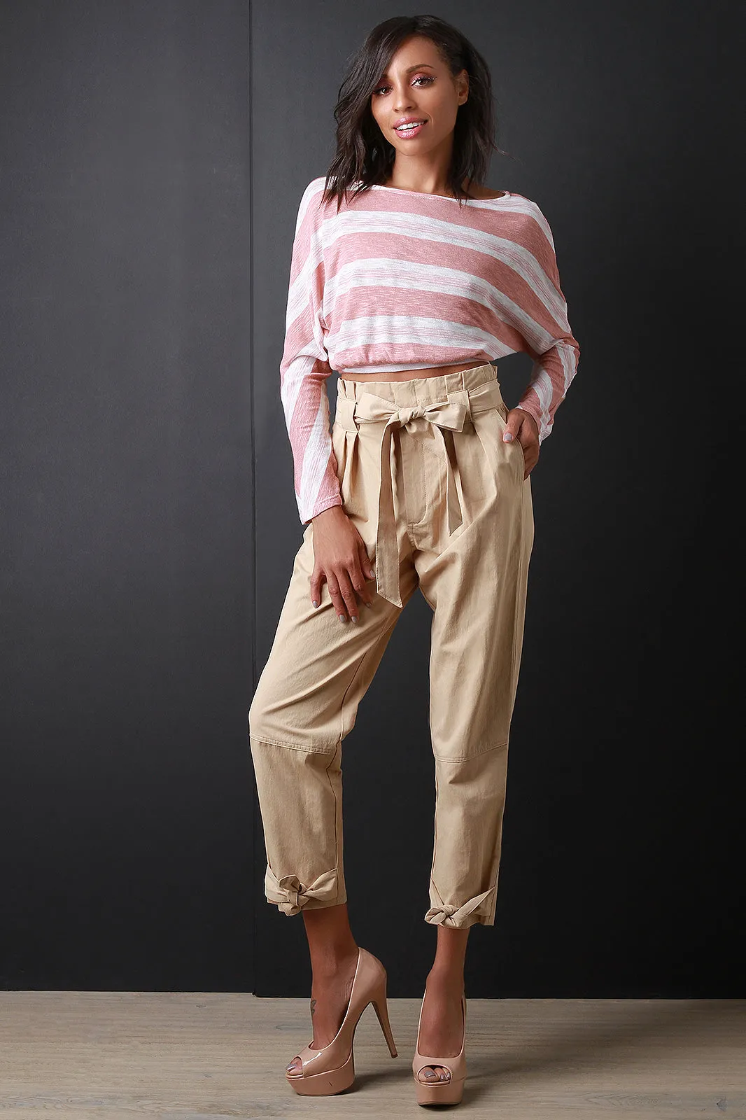 Cinched Bow-Tie High Waisted Pants