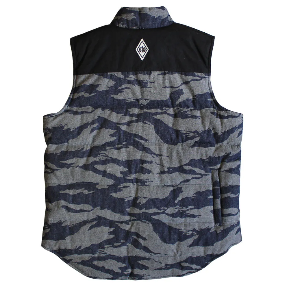 Crooks & Castles Snap Up Denim Vest Tiger Black