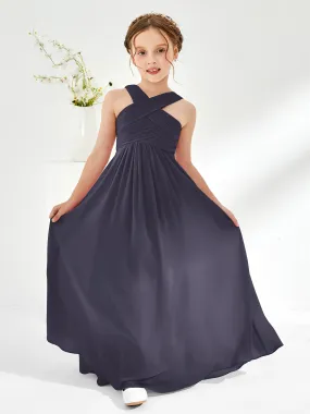 Cross Shoulder Strap Junior Bridesmaid Dresses with Empire Waist Stormy