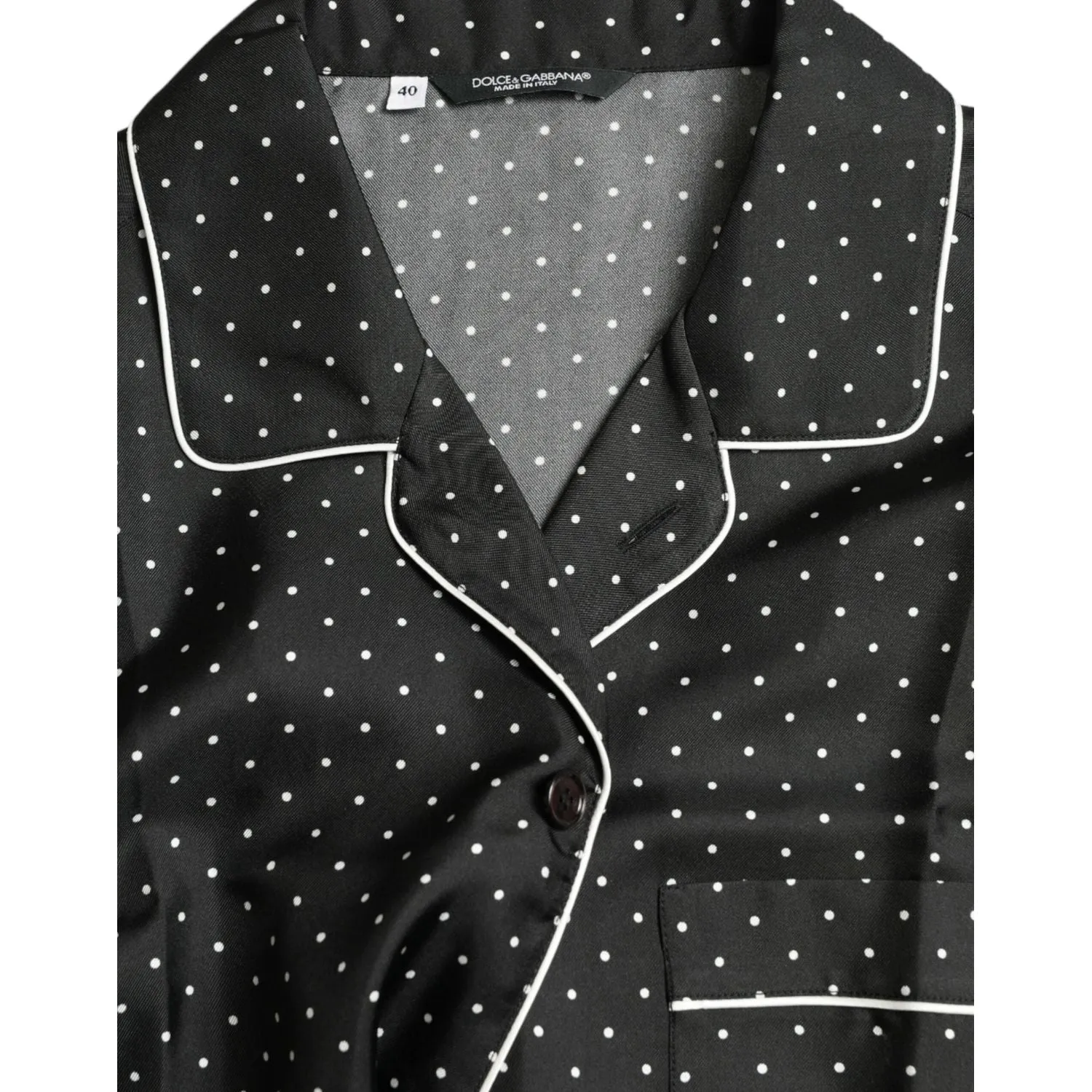 Dolce & Gabbana Black Polka Dot Silk Long Sleeve Shirt