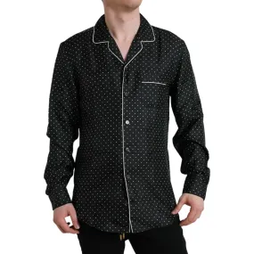 Dolce & Gabbana Black Polka Dot Silk Long Sleeve Shirt