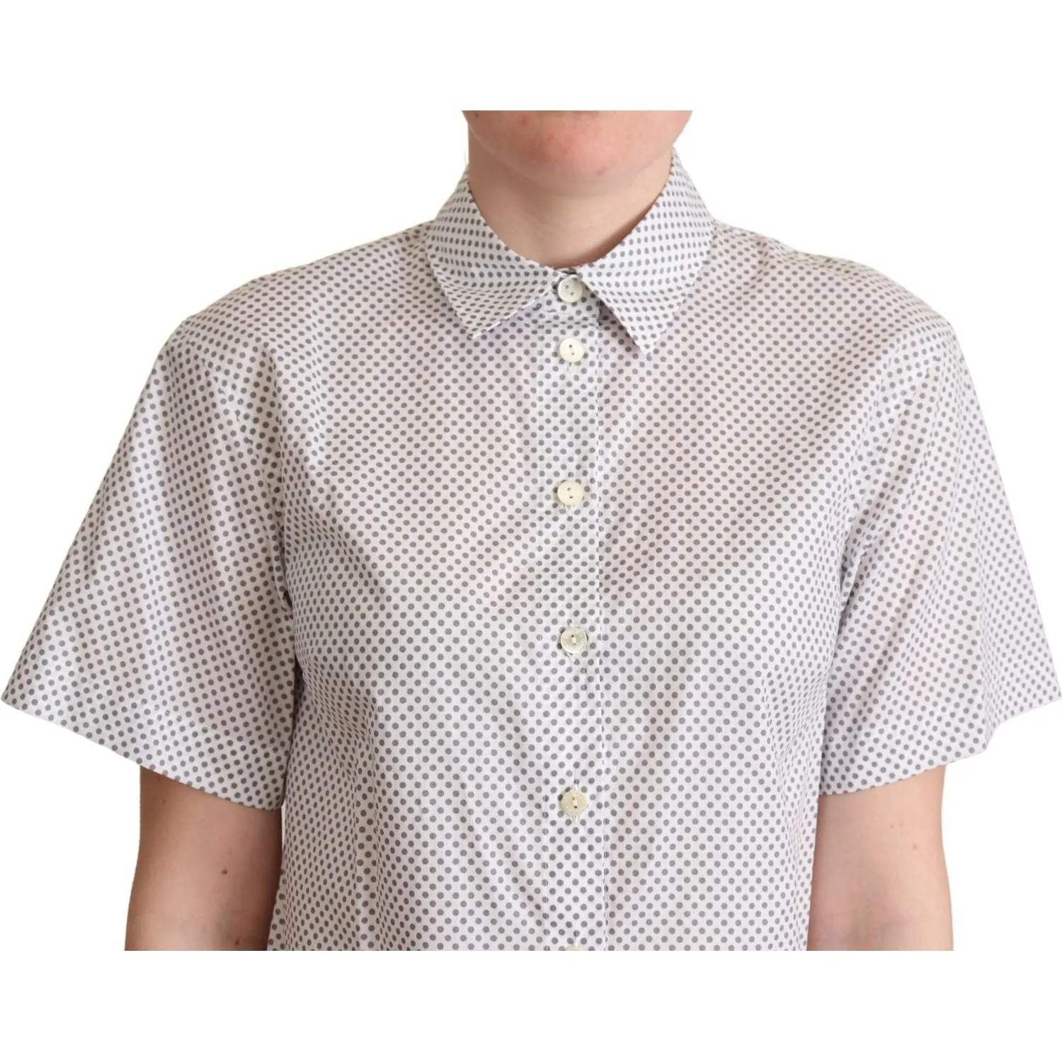 Dolce & Gabbana Chic Gray Polka Dot Short Sleeve Polo