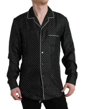 Dolce & Gabbana Polka Dot Silk Long Sleeve Pajama Shirt