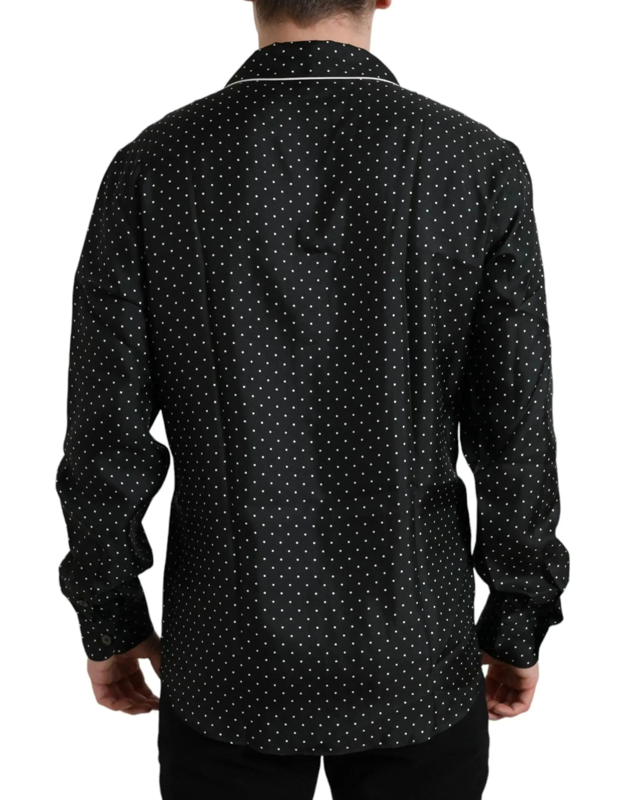 Dolce & Gabbana Polka Dot Silk Long Sleeve Pajama Shirt