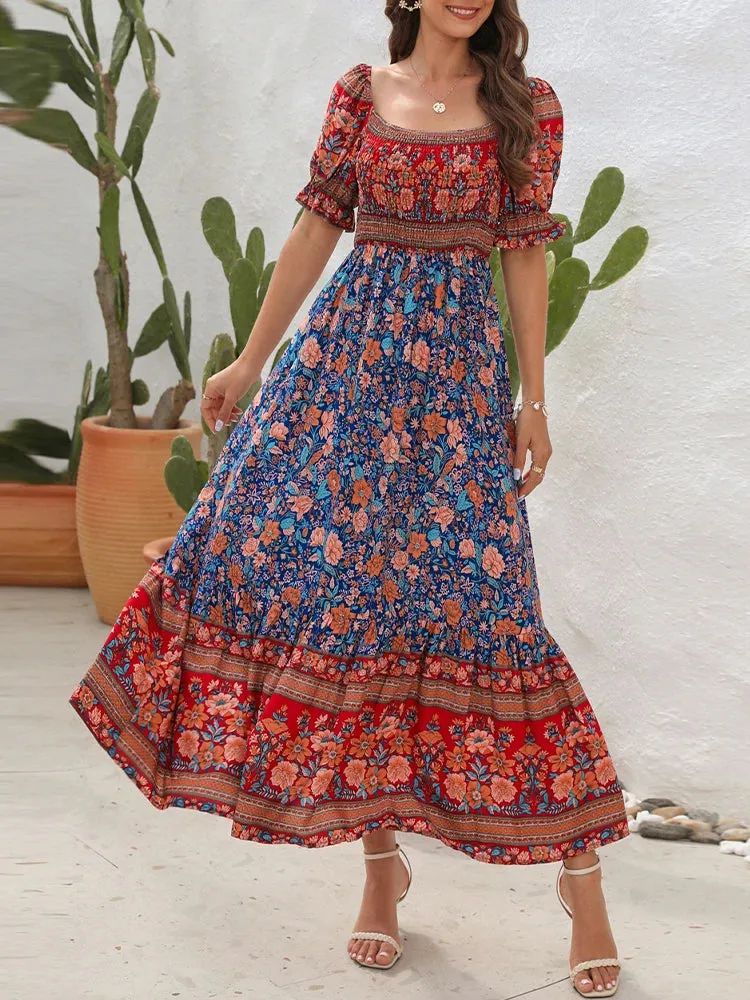 DressBetty - 2024 Summer Beach Bohemian Casual Boho Dress with Short Sleeves