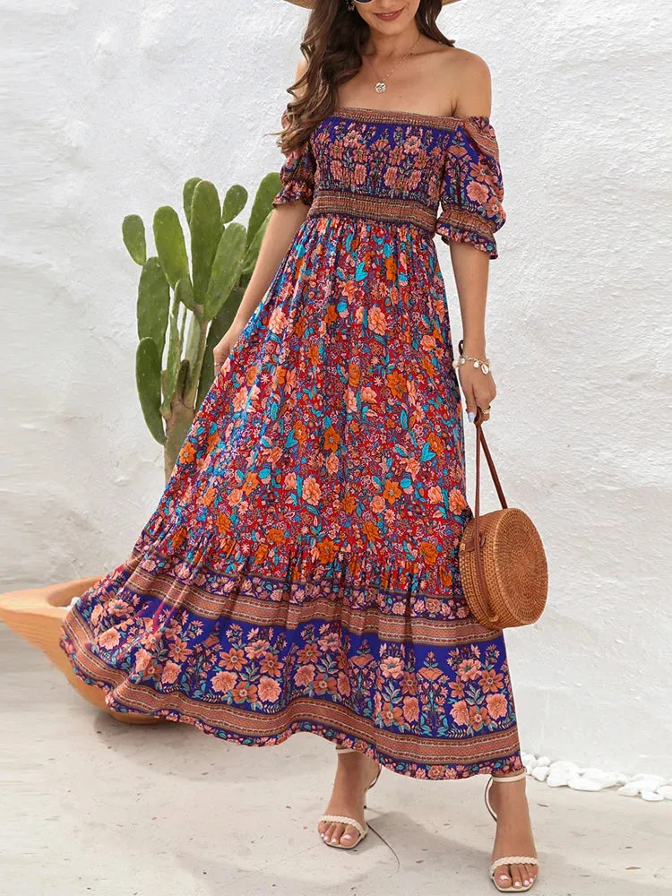 DressBetty - 2024 Summer Beach Bohemian Casual Boho Dress with Short Sleeves