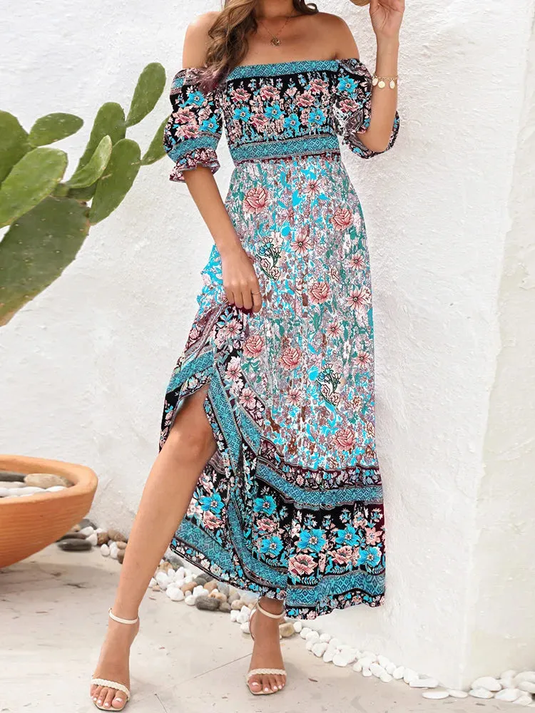 DressBetty - 2024 Summer Beach Bohemian Casual Boho Dress with Short Sleeves