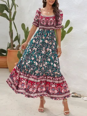 DressBetty - 2024 Summer Beach Bohemian Casual Boho Dress with Short Sleeves