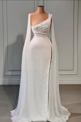 Elegant A-line Sequins Split Bridal Dress With Beads