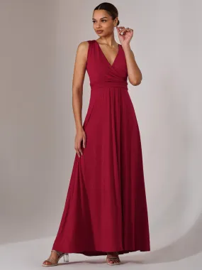 Ella Wrap Bodice Jersey Maxi Dress, Dark Red