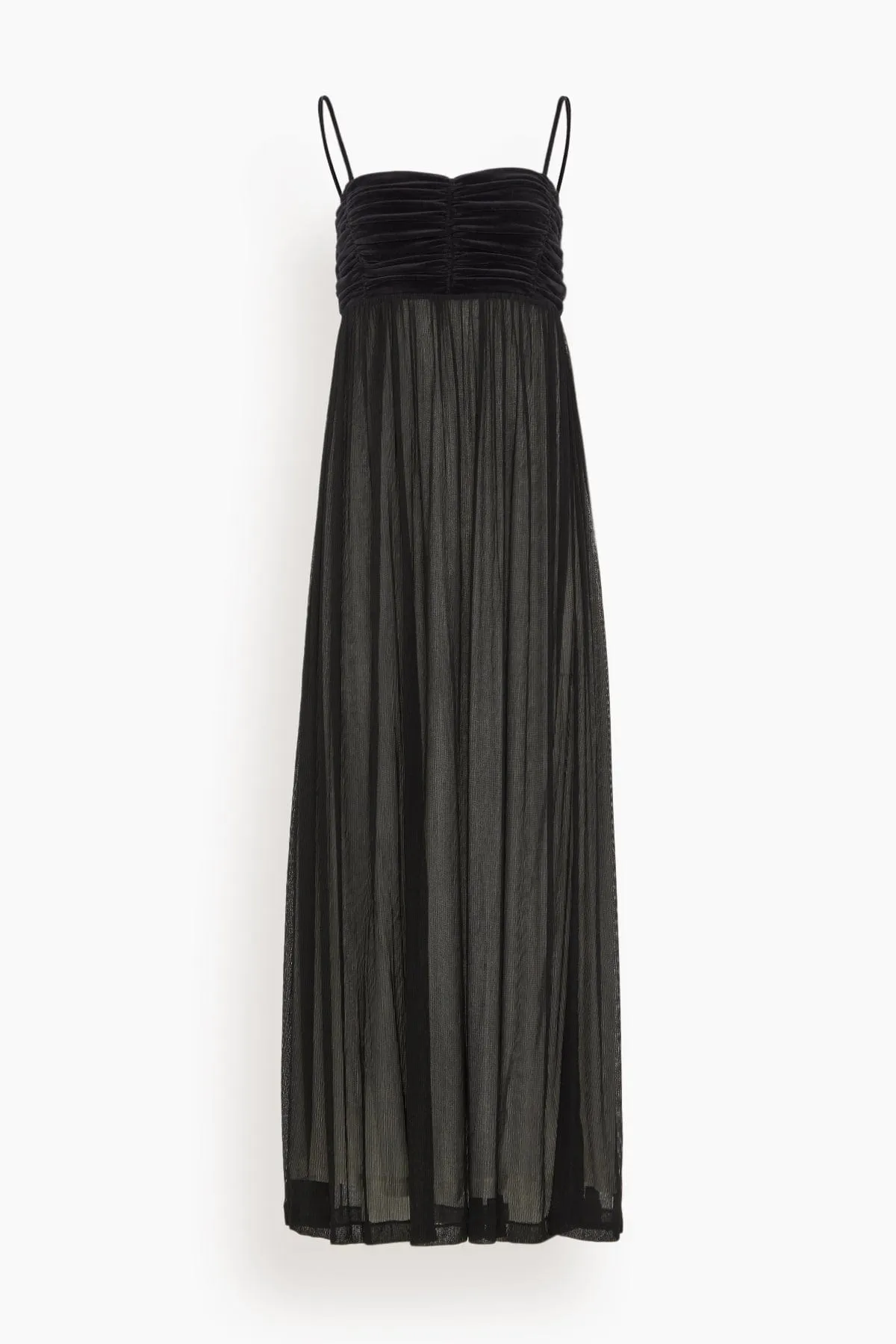 Evening Ruched Bandeau Dress in Black