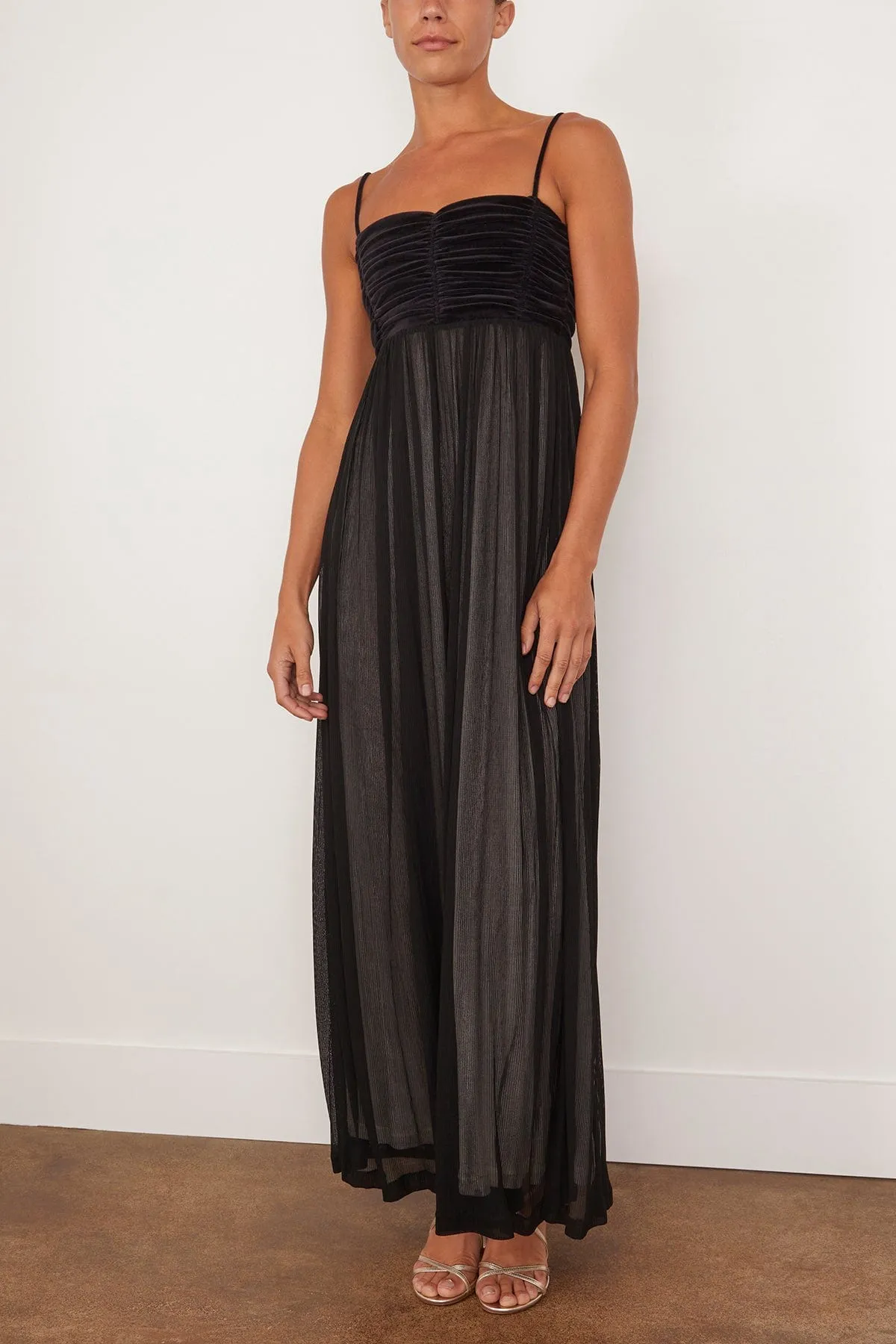 Evening Ruched Bandeau Dress in Black