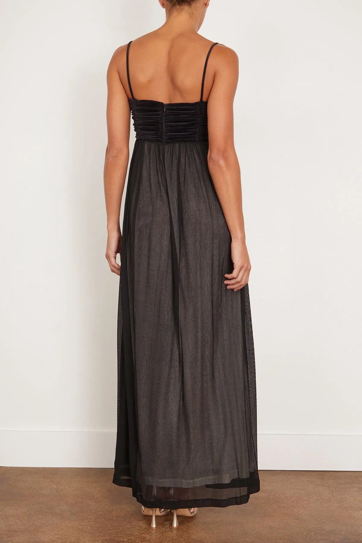 Evening Ruched Bandeau Dress in Black