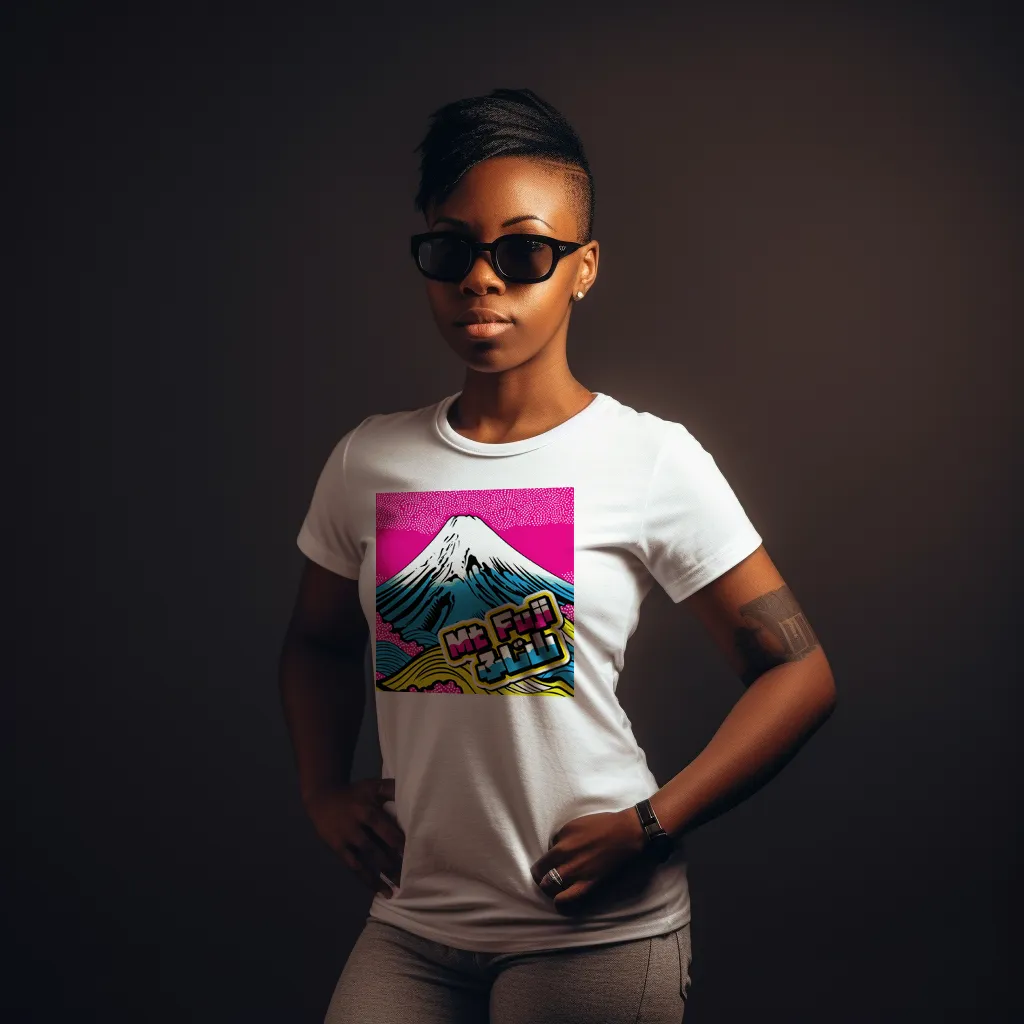 Express Your Style with Mt Fuji Pop Art Women's V-Neck T-Shirts - Vibrant and Unique Designs 002