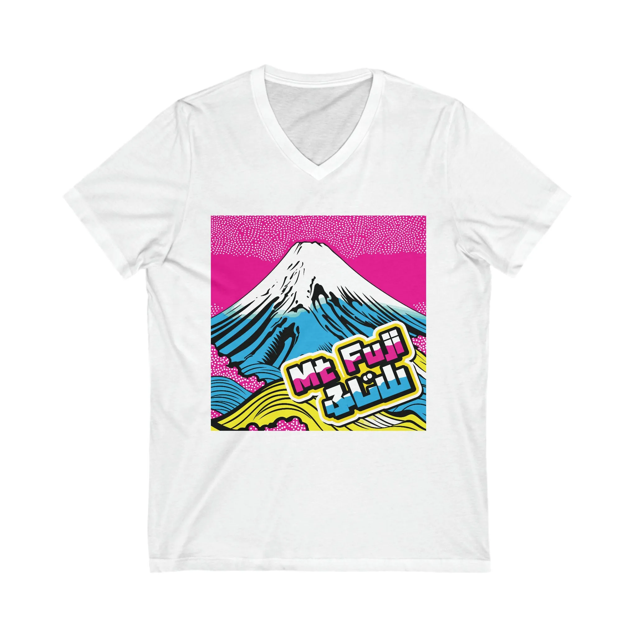 Express Your Style with Mt Fuji Pop Art Women's V-Neck T-Shirts - Vibrant and Unique Designs 002