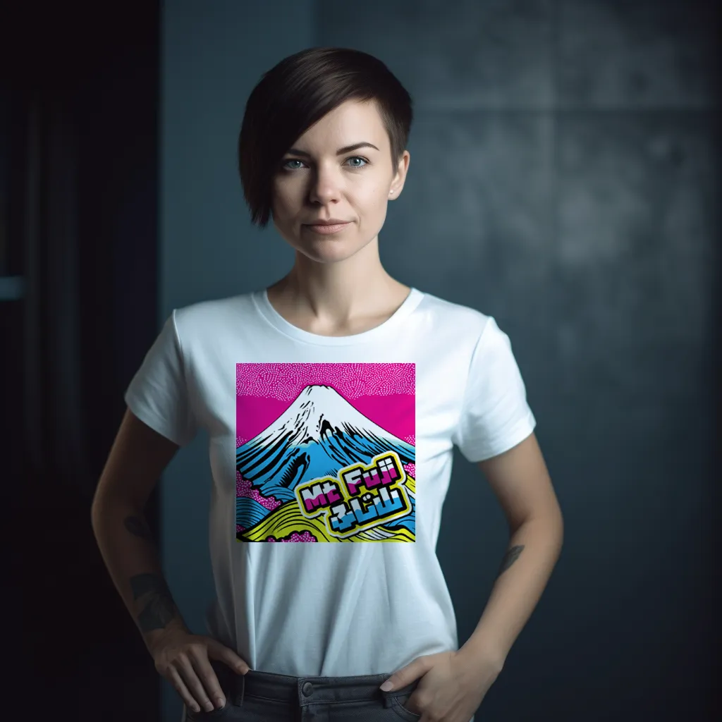 Express Your Style with Mt Fuji Pop Art Women's V-Neck T-Shirts - Vibrant and Unique Designs 002