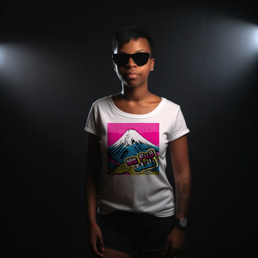 Express Your Style with Mt Fuji Pop Art Women's V-Neck T-Shirts - Vibrant and Unique Designs 002