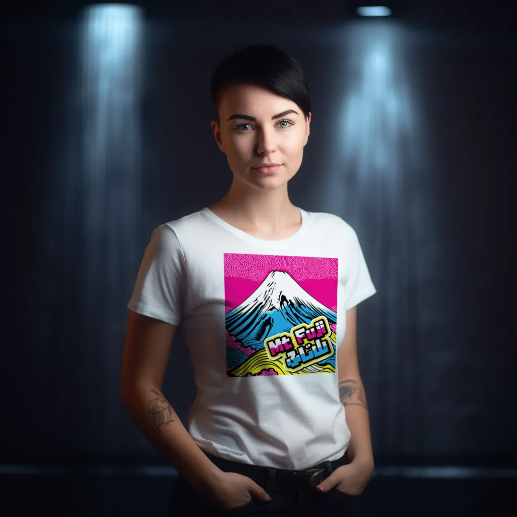 Express Your Style with Mt Fuji Pop Art Women's V-Neck T-Shirts - Vibrant and Unique Designs 002