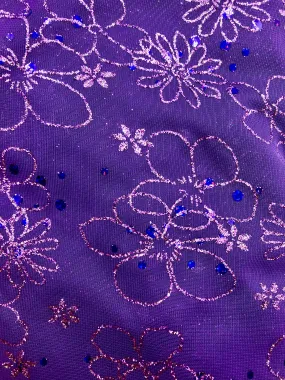 Fancy Lace - Chiffon with Glitter Design 60-inches Wide Purple