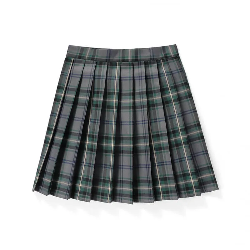 [Green] JK vintage plaid uniform skirt