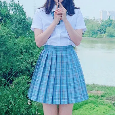 [Green] JK vintage plaid uniform skirt