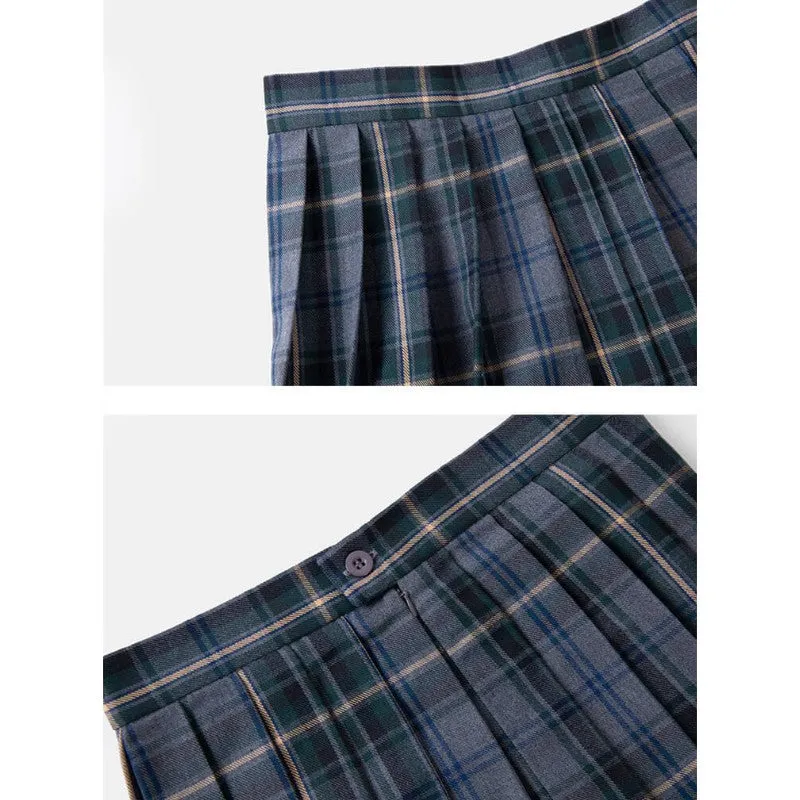 [Green] JK vintage plaid uniform skirt