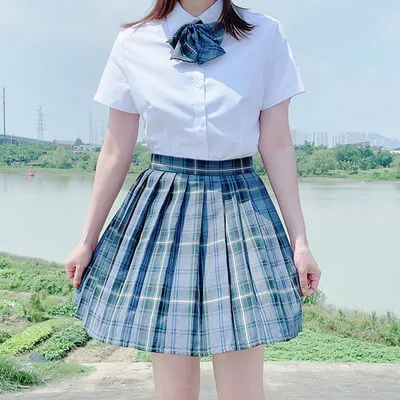 [Green] JK vintage plaid uniform skirt