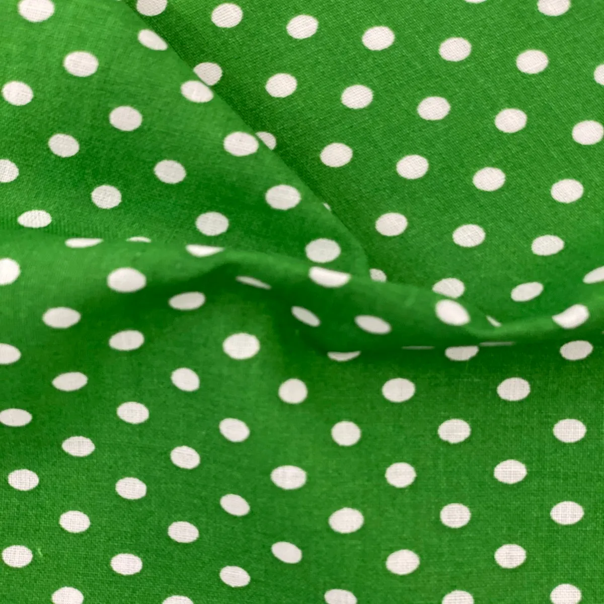 Green White Mini Polka Dot Poly Cotton Fabric