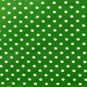 Green White Mini Polka Dot Poly Cotton Fabric