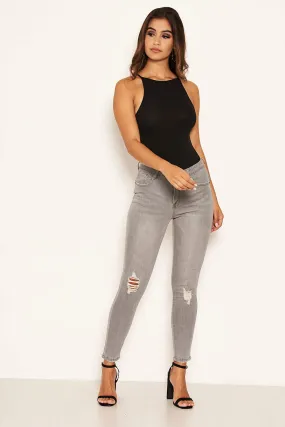 Grey High Waisted Jeans