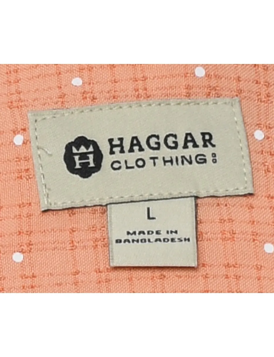 Haggar Polka Dot  Short Sleeved Shirt - L