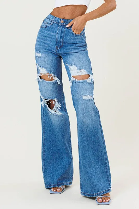 HIGH WAISTED WIDE LEG JEAN