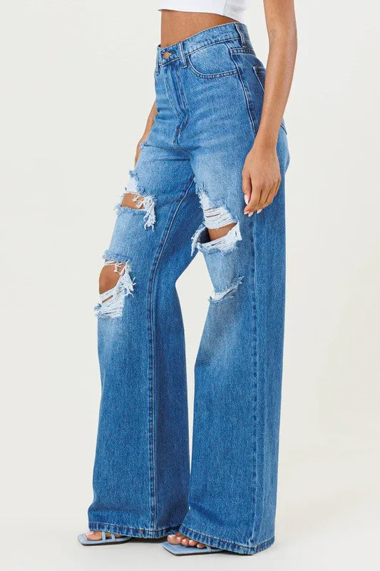 HIGH WAISTED WIDE LEG JEAN