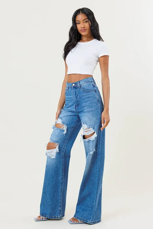 HIGH WAISTED WIDE LEG JEAN