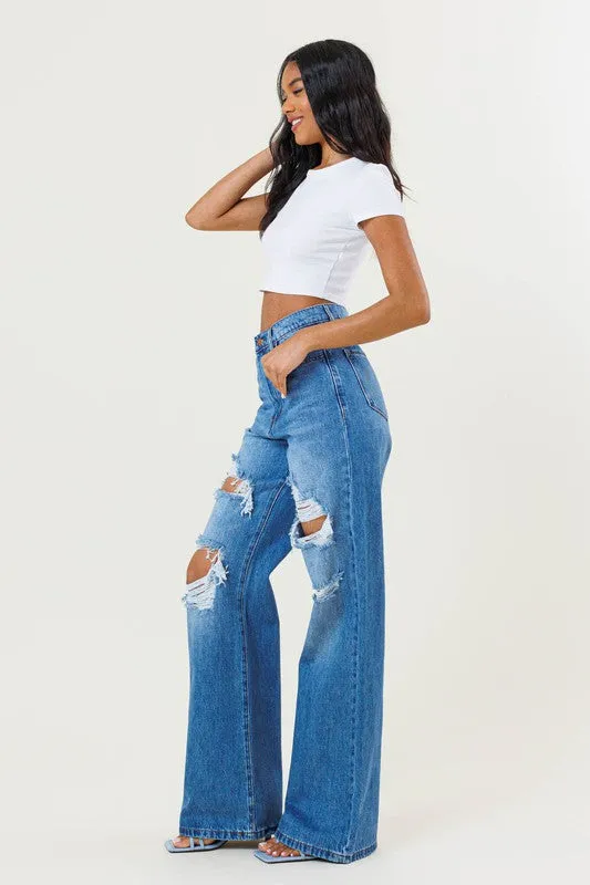 HIGH WAISTED WIDE LEG JEAN