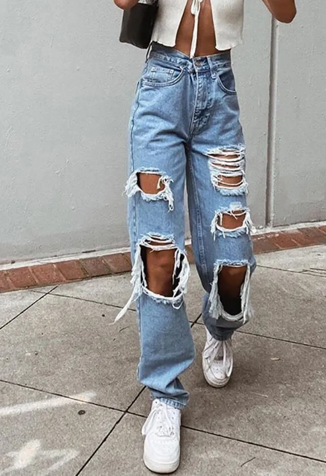 Joskaa Ripped High Waist Boyfriend Jeans