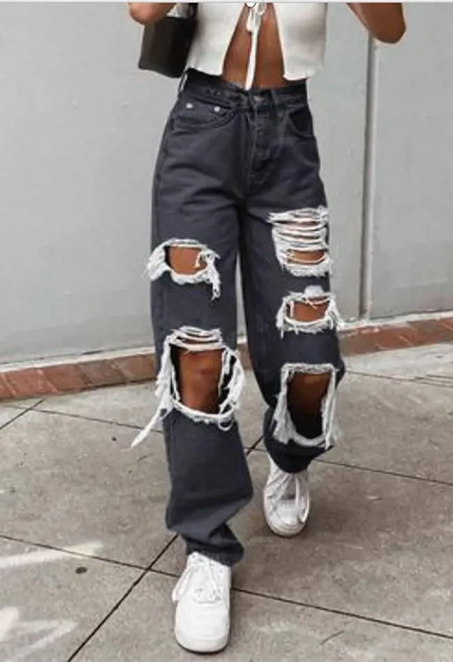 Joskaa Ripped High Waist Boyfriend Jeans