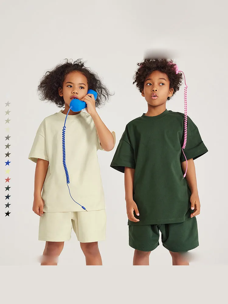 Kids' Solid Dropped Shoulder Tees