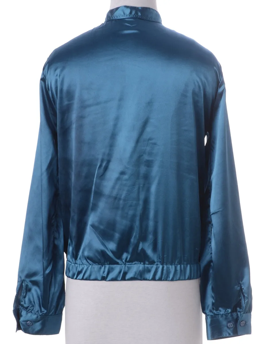 Label Blouse Teal Bomber