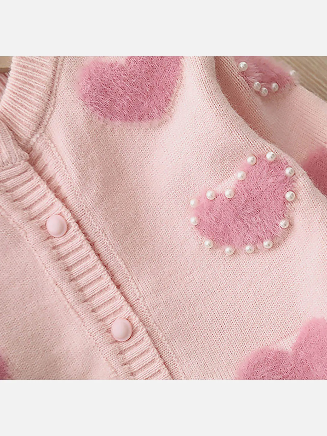 Little Surprise Box Baby Pink Pearl Hearts Warmer cardigan Sweater for Kids