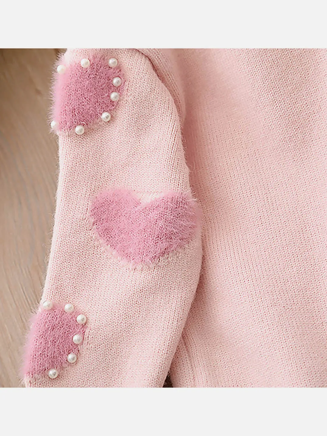 Little Surprise Box Baby Pink Pearl Hearts Warmer cardigan Sweater for Kids