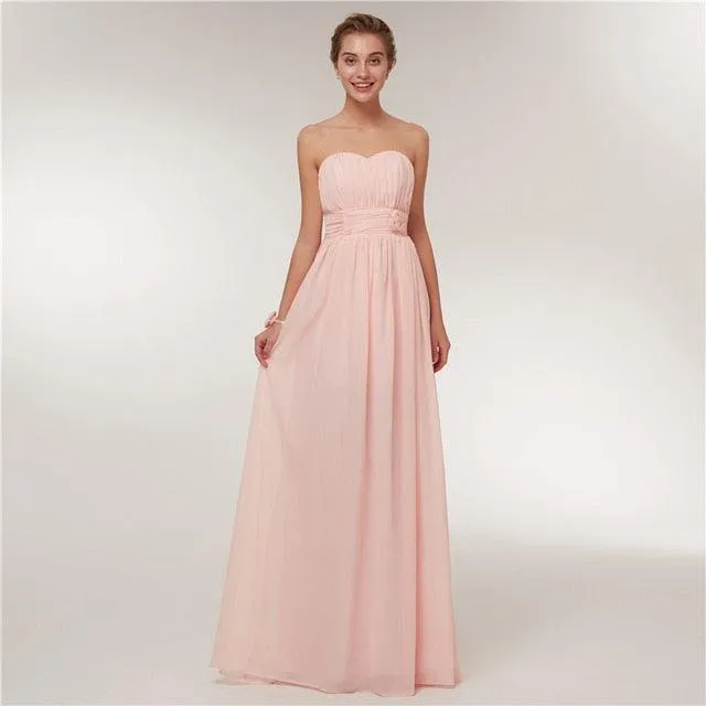 Long Chiffon Blush Pink Bridesmaid Dresses