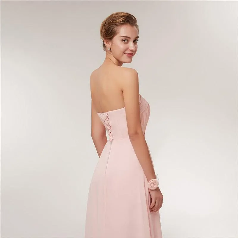 Long Chiffon Blush Pink Bridesmaid Dresses