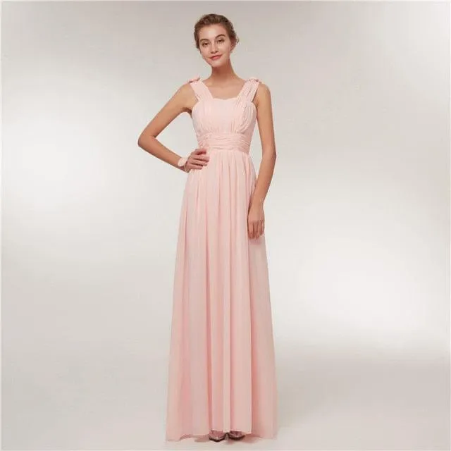 Long Chiffon Blush Pink Bridesmaid Dresses